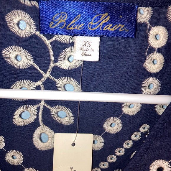 NWT Francesca’s Blue Tanya Eyelet Ruffle Blouse - Picture 7 of 10